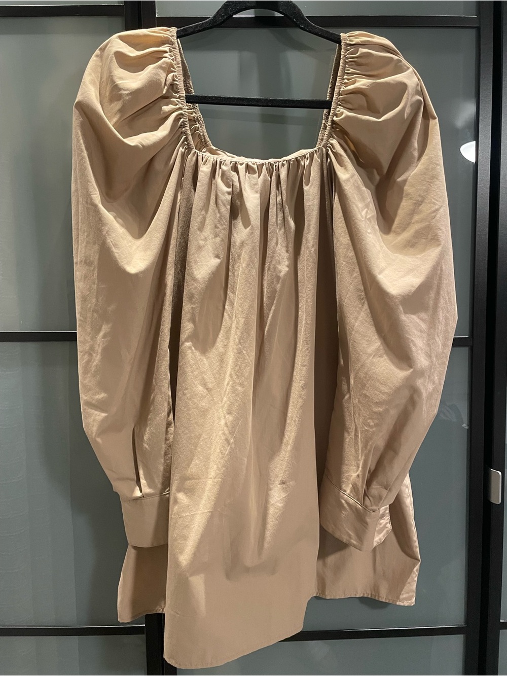 ASOS Beige Puff-Sleeve Mini Dress - Like New!